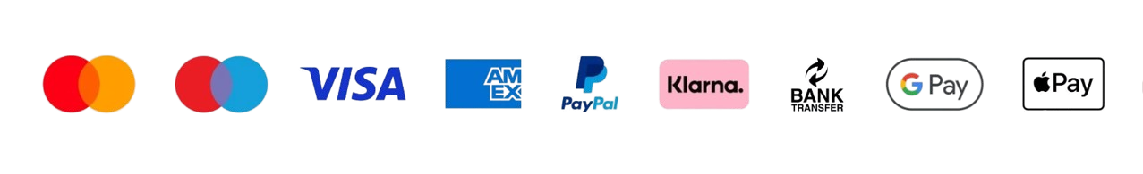 Accepted payment methods including major cards and wallets